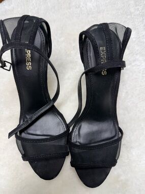 Express Black Mesh Strappy Heels